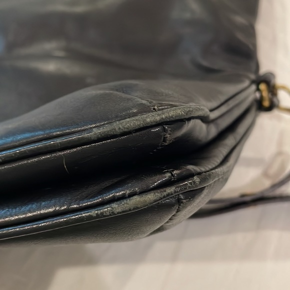 Fossil Memoir Anthology Crossbody Foldover Tote Black Leather Purse Shoulder Bag - Picture 8 of 16